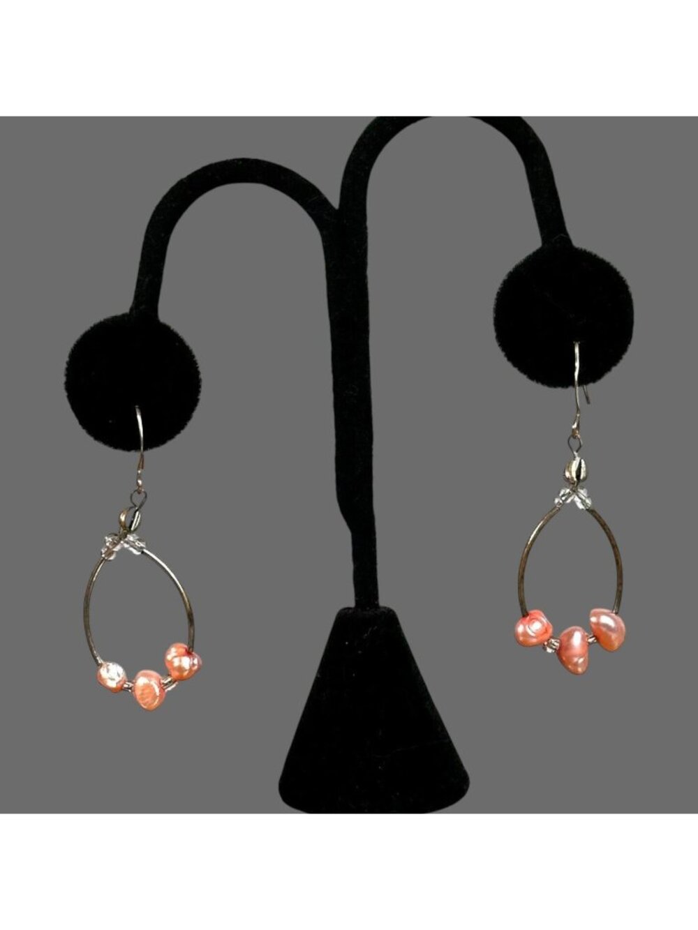 Liquid Silver Fresh Water Peach Pearls Dangle Earrings Tested Non-Reactive